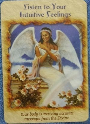 enkeltkort Listen To Your Intuitive Feelings Angel Therapy Cards