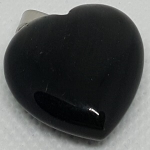 Anheng Hjerte Obsidian Sølvskinn