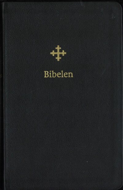 bokforside bibelen, klassisk utgave i sort kalveskinn