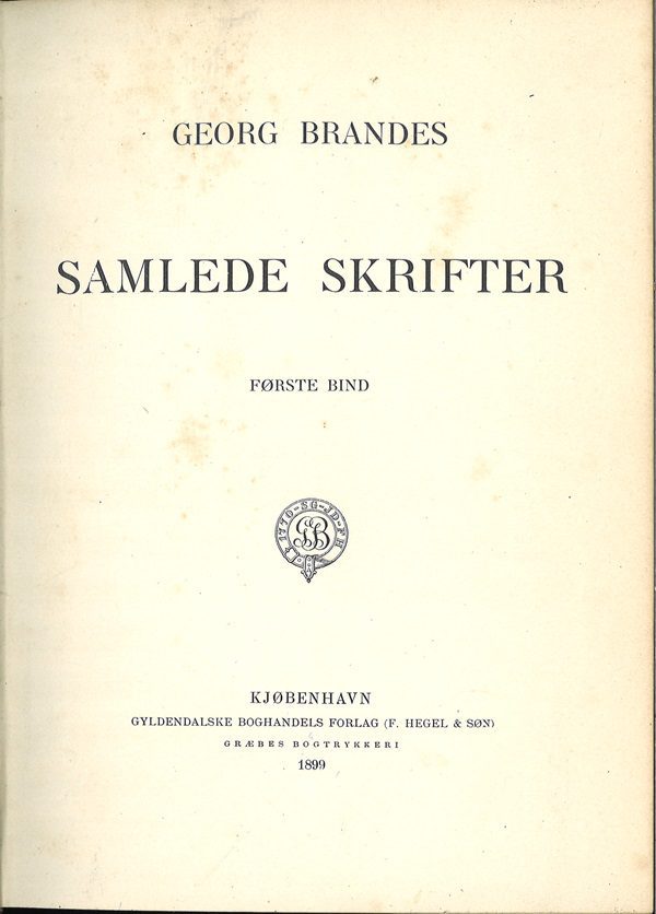 foto tittelblad, samlede skrifter, georg brandes